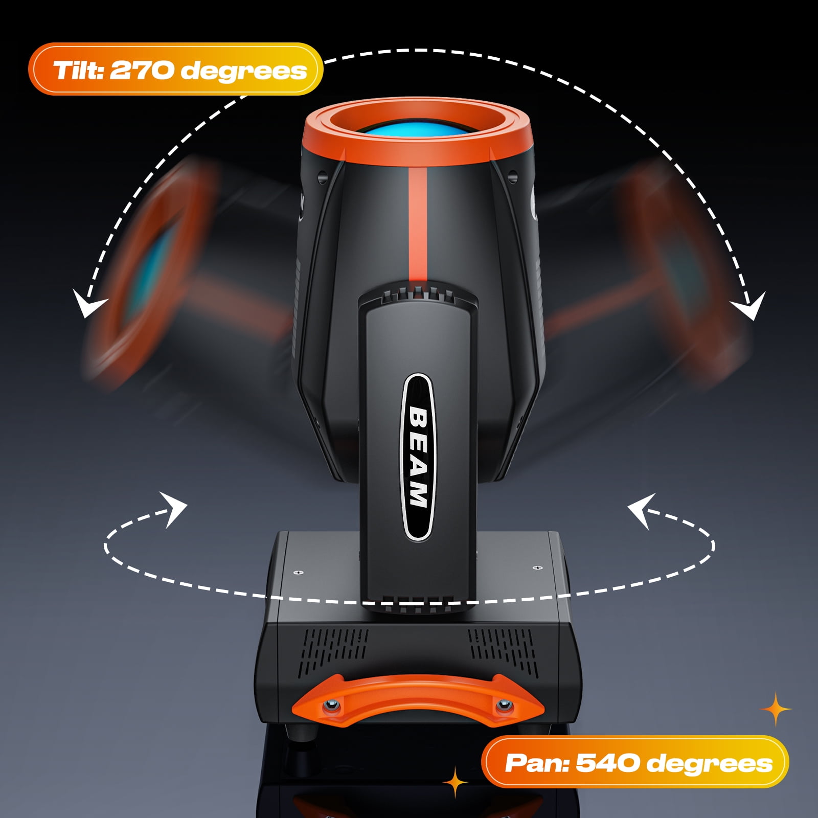 7R 230W Beam Sharpy Moving Head DJ Lights,2pack LED Stage Light 17 Gobos and 14 Colors DMX512 Control for Wedding Disco Club Lighting Party Christmas,Orange