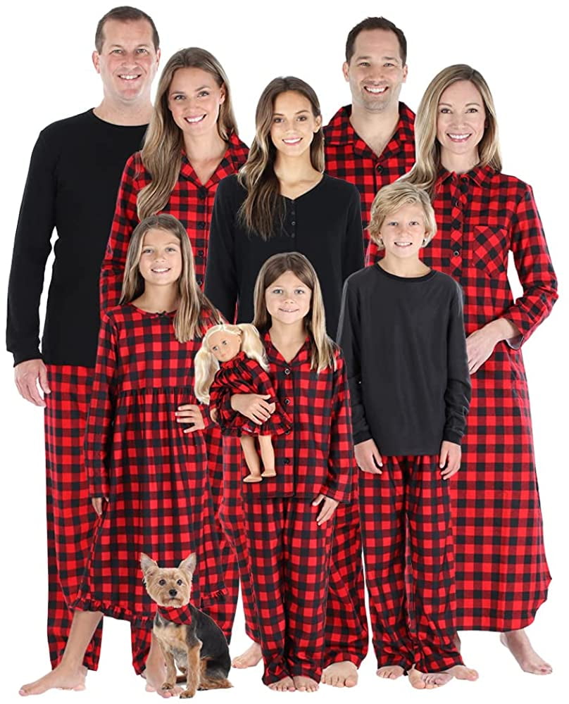 Black Buffalo Plaid Flannel Pajama Sets 