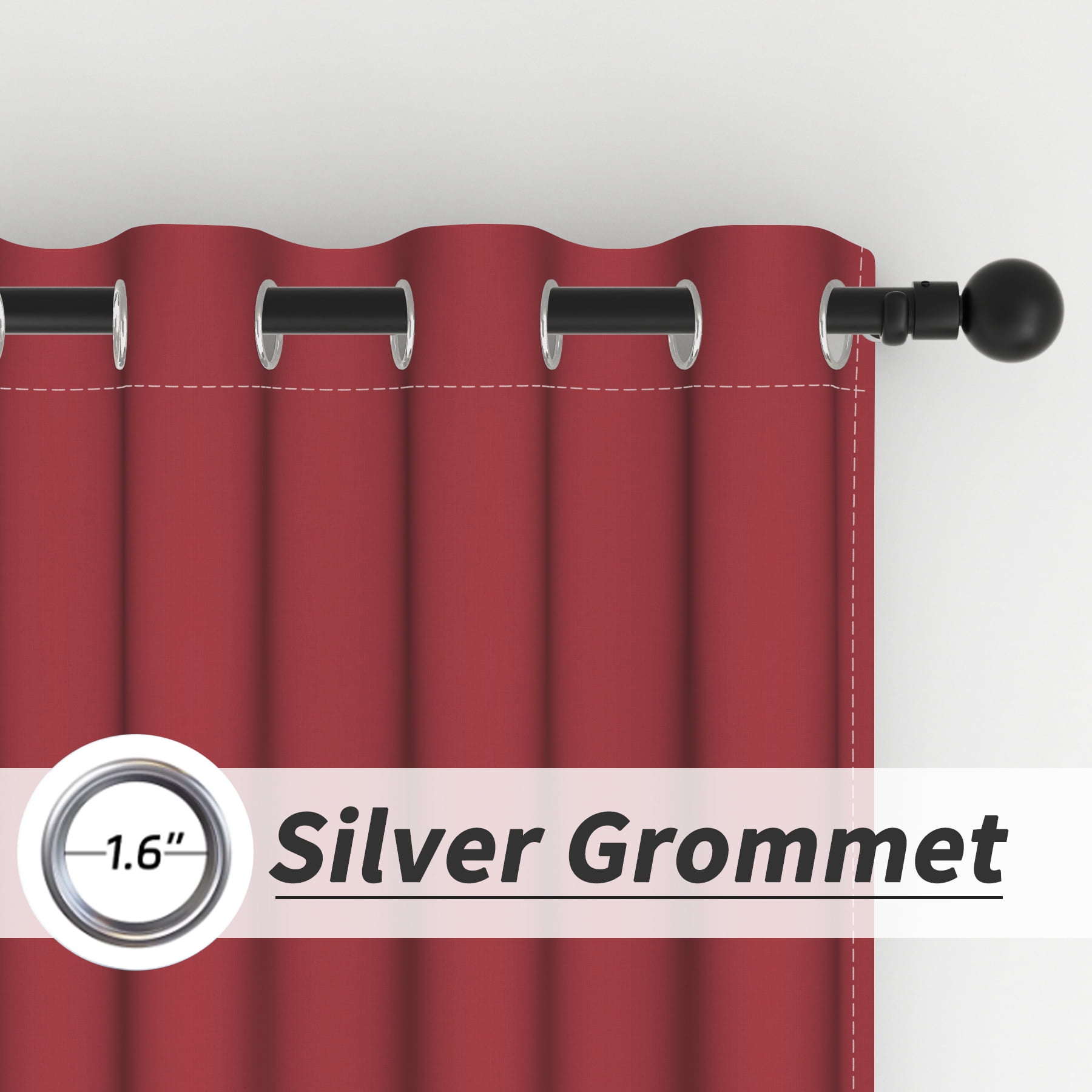 Lfeey Blackout Curtains for Bedrooms, Room Darkening, Dark Red and Black, 42x72 inch, 2 Panels