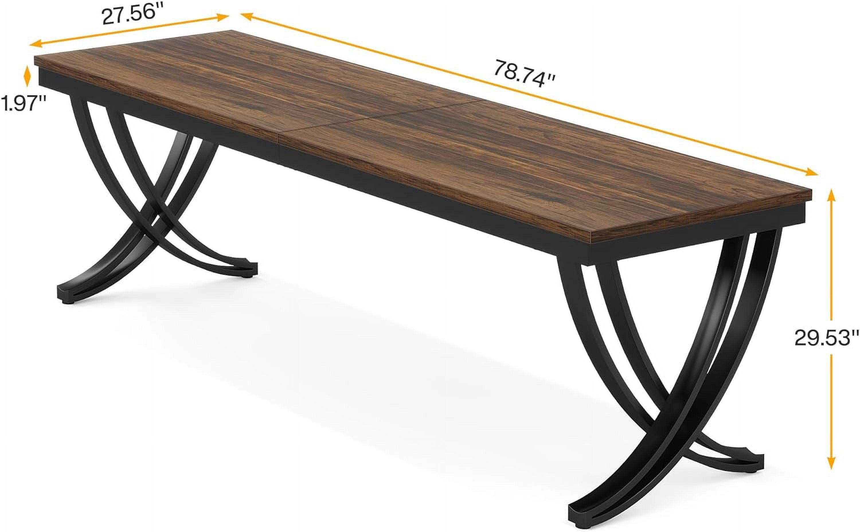 Tribesigns Dining Table for 6-8 People, 78 inch Large Wood Farmhouse Dinner Table with Heavy Duty Metal Legs and Wooden Top (Only Table)