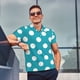 thumbnail image 4 of Fotbe Sky Blue And White Polka Dot Camiseta Polo de Golf para Hombre con Estampado – Camisa Deportiva Transpirable con Cuello Abotonado-3X-Large, 4 of 6