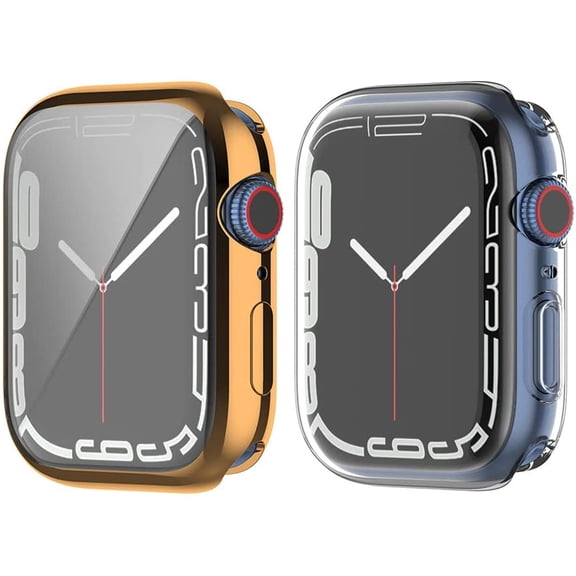 Tianle 2 Pack Case Compatible with Apple Watch Series 8 7 41mm Full Cover Anti-Scratch Soft TPU Lightweight Protective Screen Protector for iWatch S7 (41mm, Clear/Rose Gold)