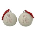 thumbnail image 1 of Rae Dunn par Ensemble Magenta de Deux Ornements de Noël de M. Claus et de M. Claus - Collection d'Artisans - Beau Blanc avec des Lettres Rouges Ornements d'Arbre de Vacances en Céramique / Ampoules - le Travail Exceptionnel de Rae Dunn, 1 of 2