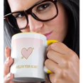 thumbnail image 2 of 3drose, Image of Blush Pink Gold Follow Your Heart Glam, 15oz Two-tone Yellow Mug, 2 of 6