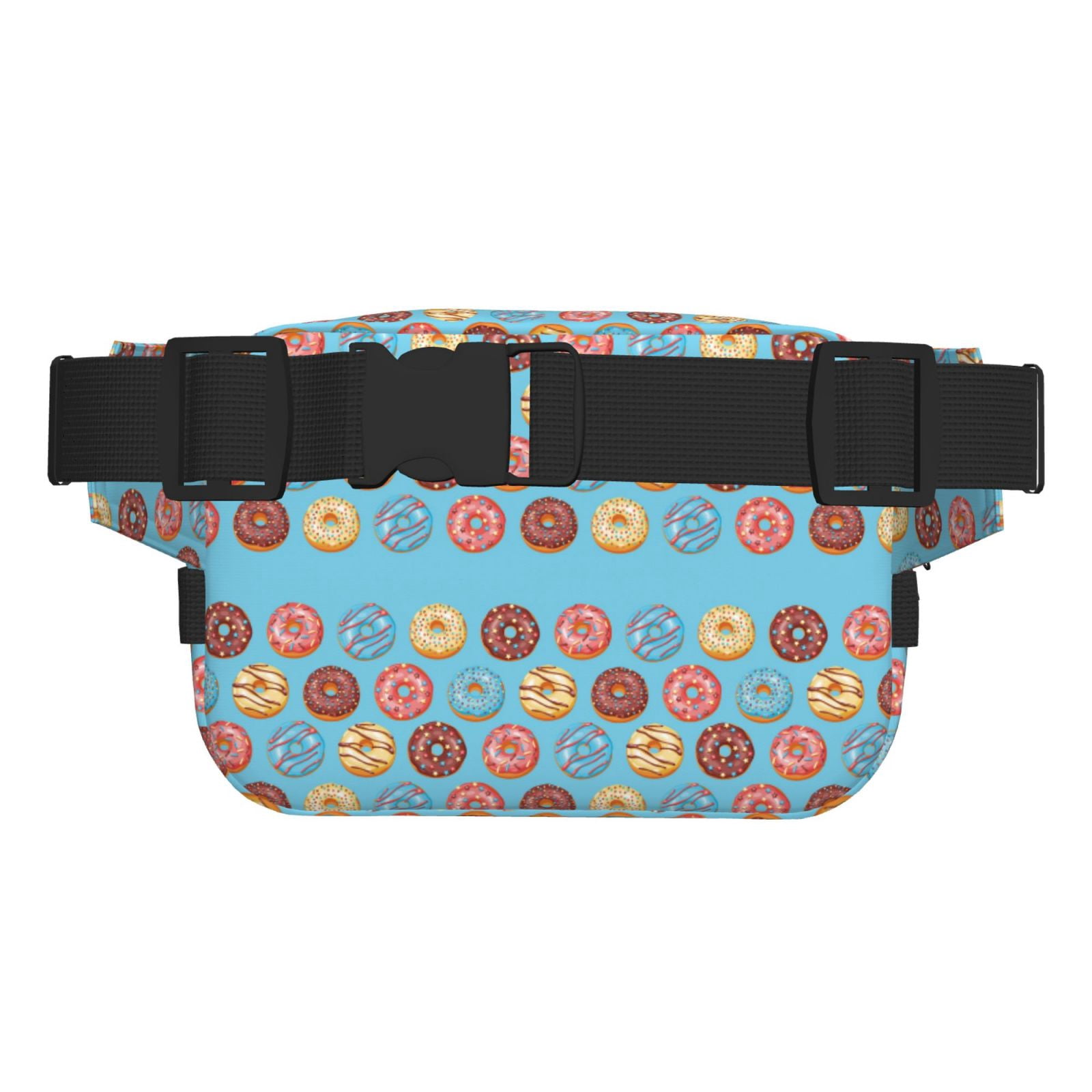 Picia Cute Donut Print Square Double-Layer Waist Bag Mini Adjustable Waist Belt Bag Exercise Running Travel Hiking