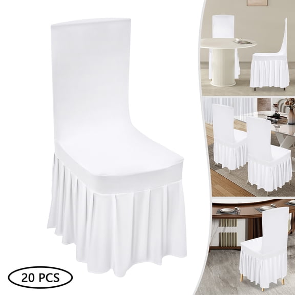 ToppiJoy 20 Pcs Elegant Chair Covers Slipcovers, Washable One-Piece Design Dining Chair Cover with Pleated Hem for Party Banquets Weddings
