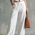 thumbnail image 3 of JUUNthy Womens Wide Leg Pants, High Waist Button Closure Front Patch Pocket Summer Pants for Daily Holiday Travel Wear White S, 3 of 4