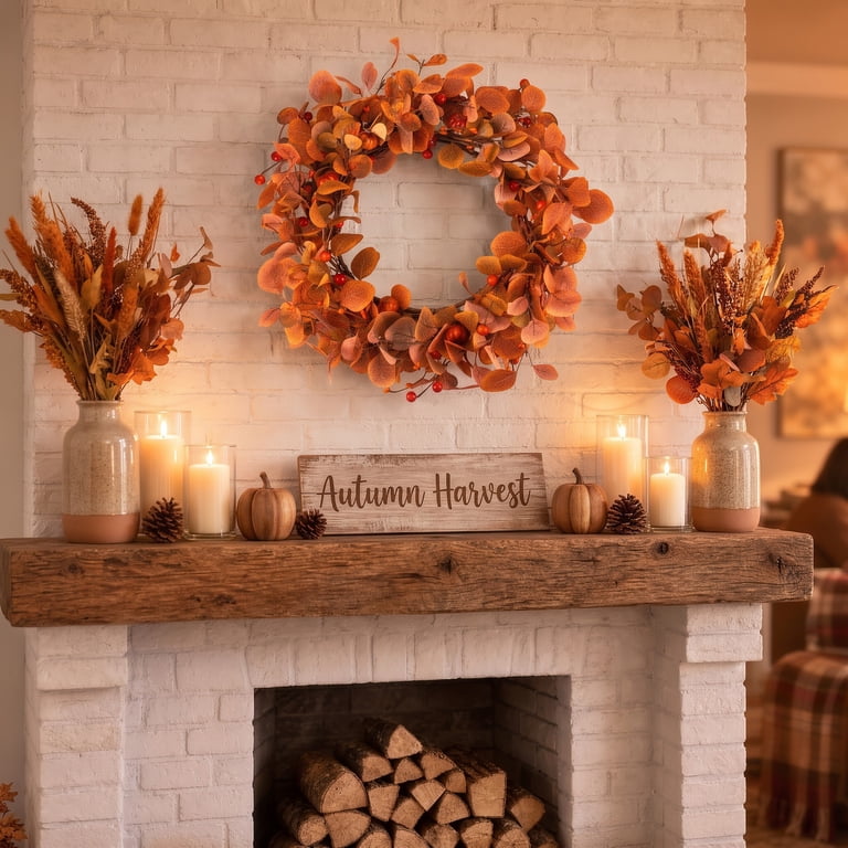 Scidweet 22 Inch Fall Wreath, Artificial Eucalyptus photo 3