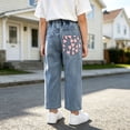 thumbnail image 6 of WQNVRNR Girls Straight Jeans Fall Winter Heart Print Casual Elastic Waist Kids Denim Blue 2 Years, 6 of 8