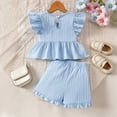 thumbnail image 4 of TOWED22 Toddler Infant Adorable Summer Clothes 2 Piece Tank Top Sleeveless Tee and Shorts Sweet Sets Lovely(Light Blue,5-6 Y), 4 of 7