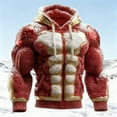 thumbnail image 4 of Men's Fuzzy Sherpa Pullover Hoodie 3D Printed Long Sleeve Sport Pocket Military Hoodies Winter Gym Hooded Sweatshirts Red XXL, 4 of 5