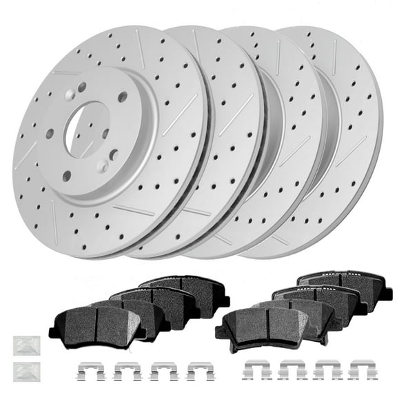 Brake Kit for 2013-2016 Hyundai Elantra (Gt) 2013-2014 Elantra Coupe 2012 Veloster 2014-2016 Kia Forte Koup, Front & Rear Replacement Ceramic Brake Pads and Rotors