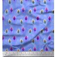 thumbnail image 1 of Soimoi Blue Rayon Fabric Peacock Feather Print Fabric by the Yard 42 Inch Wide, 1 of 3