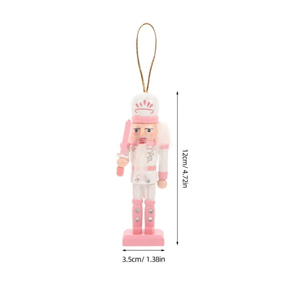 Christmas Nutcracker,4Pcs Wooden Ornament Xmas Figures Puppet (Pink-4.72x1.38in)