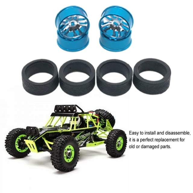 Ruiboury 4piece Wheel Rim Tire Modification Parts Compatible With 1/28 Wltoys K969 RC Car Modified PartsRC Drift Tire Metal RC titanium 1Set