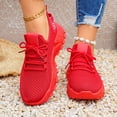 thumbnail image 2 of Women's Platform Running Shoes Breathable Lace Up Tennis Shoes Lightweight Non Slip Mesh Slip on Sneakers Red Size 9.5, 2 of 5