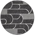 thumbnail image 2 of Unique Loom Outdoor Modern Collection Area Rug - Mod (4' 1" Round Black and White), 2 of 6