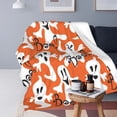 thumbnail image 4 of LNWH Halloween Holiday Orange Ghosts Pattern Throw Blanket, Flannel Sofa Blankets for All Seasons, 60"x50", 4 of 8