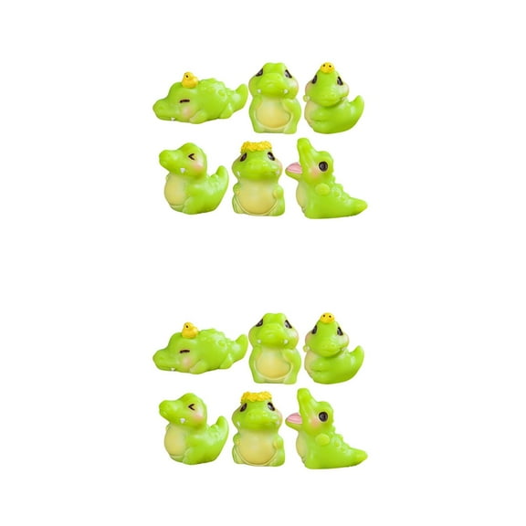 Masteelf 12 pcs Mini Resin Alligator Figurines Mini Alligator Figures Cute Animal Cake Toppers For Diy Fairy Garden Moss Landscape Dollhouse Birthday Party Decorations