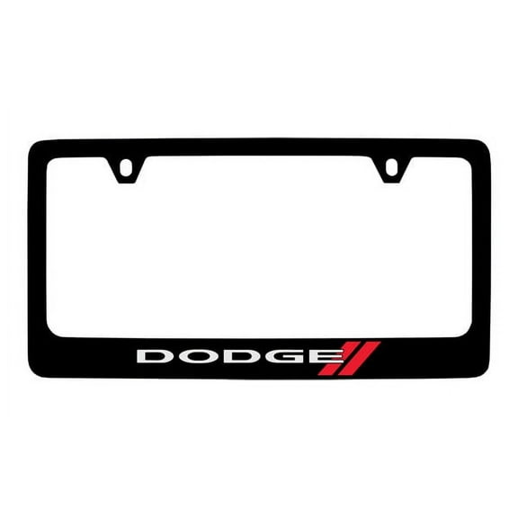 Dodge Logo Black Coated Metal License Plate Frame Holder