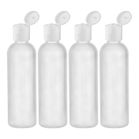 MoYo Natural Labs 4 oz Travel Bottles, Empty Containers with Flip Caps, BPA Free HDPE Plastic Squeezable Toiletry/Cosmetic Bottles (Neck 20-410) (Pack of 4, Translucent White)