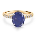 thumbnail image 3 of Gem Stone King 10K Two Tone Gold Blue Lapis and Lab Grown Diamond Engagement Ring for Women | 2.20 Cttw | Oval 9X7MM | Gemstone Birthstone | Size 6, 3 of 6