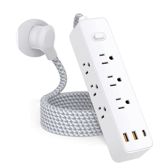 AgQrDkrc 9 Outlet Power Strip Surge Protector, Retail Packaging, with 2 USB Ports/1 Type-C, New, 1 Count 4FT