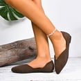 thumbnail image 5 of Women's Retro Suede Pointed Toe Ballets Flats Comfortable V Cut Loafers Lightweight Slip On Walking Dress Shoes Brown Size 9, 5 of 7