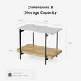thumbnail image 6 of EYYTHUNG 2 Tier and Wood Open Storage Shelves Metal and Faux Marble End Table, Natural Oak, 6 of 9