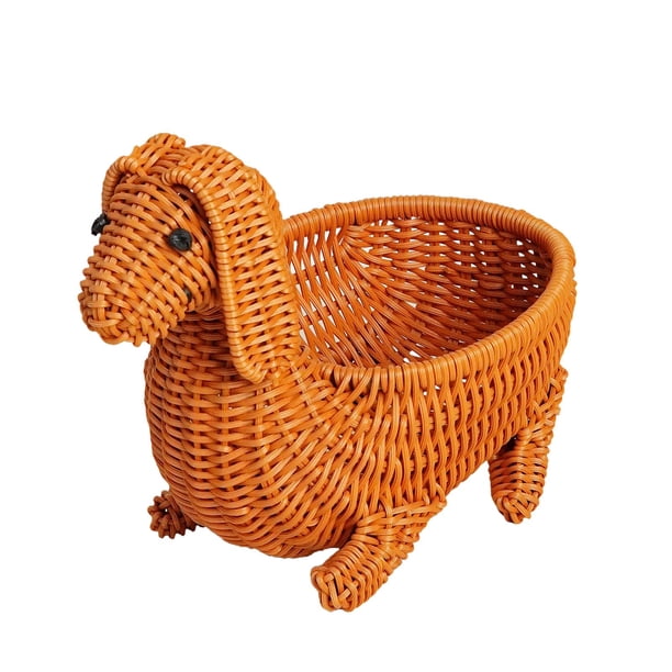 Cesta tejida con forma de animal, cesta de verduras para mesa de centro, cocina, hogar. Perro