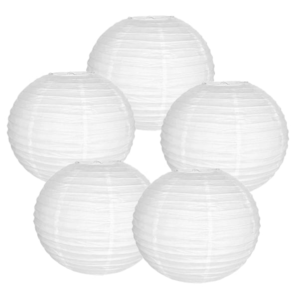 Just Artifacts 6" White Paper Lanterns (Set of 5) Decorative Round Paper Lanterns for Birthday