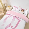 thumbnail image 3 of Erosebridal Girls Pink Bow Twin Bedding, J Letter Duvet Cover Set, Princess Style Bedroom Decor, Pink Reversible 2 Pieces, 1 Duvet Cover and 1 Pillowcase (No Comforter), 3 of 6
