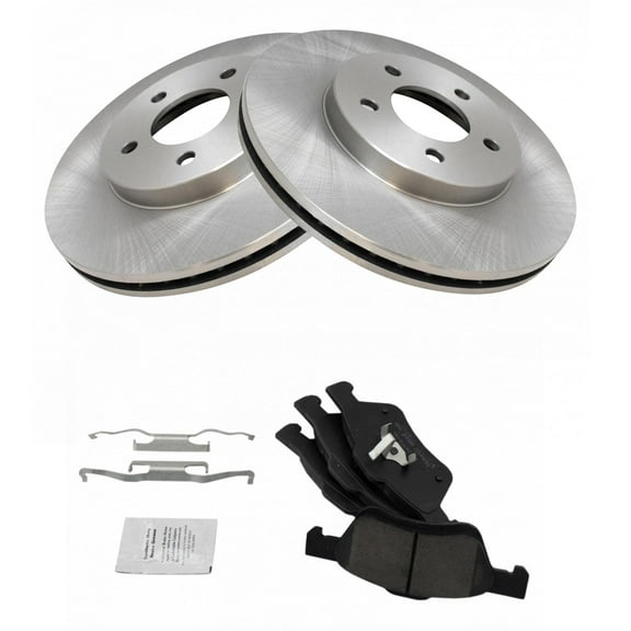 TRQ Front Brake Pad & Rotor Kit Brake Pads Brake Rotor Ceramic Vented Fits Select 2011-2012 Ford Escape 2011 Mercury Mariner