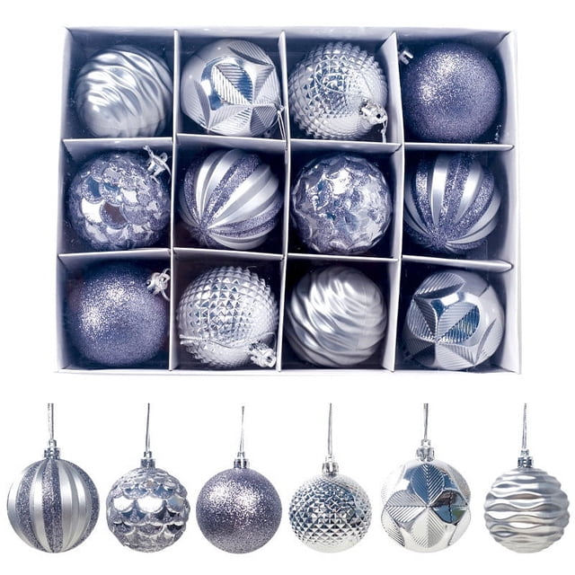 Adornos para árbol de Navidad, bolas decorativas de 6 cm, bolas colgantes de Navidad, caja de 12 unidades