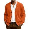 thumbnail image 2 of Domuza Mens Cardigan Sweaters Long Sleeve Button Down Sweaters Casual Business Knitted Cardigans Lightweight Loose Sweater Saffron 4XL, 2 of 8