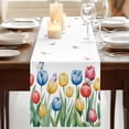 thumbnail image 3 of Table Runners 72 Inches Long Dress Scarves, Watercolors Tulips Farmhouse Kitchen Table Runner, Coffee Tablerunners, Spring Butterflies Flowers Leaves Plants 14x72 Inch, 3 of 9