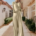 thumbnail image 4 of Ladies 2 Piece Pant Set Solid Color Cotton High Waist Boho Style Vacation Outfit, 4 of 9