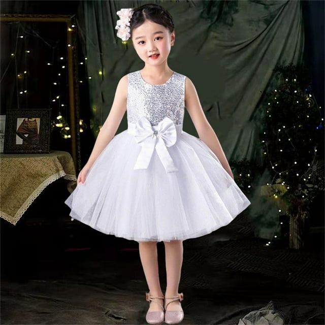 YUNAFFT Ensemble de Robe Tutu en Maille Brillante pour Filles avec Coiffe 3-15 Ans Performance sur Scène Sans Manches Col Rond Jupe Bouffante Bleu Rose Blanc Rouge Rose Vif Vert Jaune