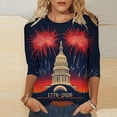 thumbnail image 2 of MEICHEN 250th Anniversary 3/4 Sleeve T Shirt for Women America Flag Patriotic Top 1776-2026 Graphic Tee 4th of July Blouse, 2 of 5