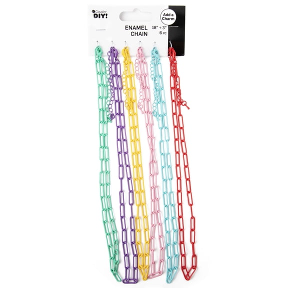 Cousin DIY Multi-Color Enamel Chains, Unisex, 6 Pc