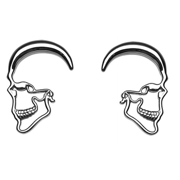 Skull Ray Steel Ear Gauge Hanging Tapers (Sold as a Pair) 6 gauge