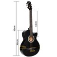 thumbnail image 3 of 38 inch Electroacústica Guitarra Guitarra acustica con Afinadores,Correas,Cuerdas para Instrumentos,Plumillas,Cable amplificador guitarra,soul,Fundas para Guitarras 3/4(Black), 3 of 9