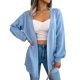 thumbnail image 1 of Mujer Suéter De Manga Larga Cárdigan Manga Larga Frente Abierto Cable Twist Knit Outwear Azul M, 1 of 7