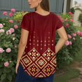 thumbnail image 5 of TQWQT Womens Tops Plus Size Sexy Summer V Neck Criss Cross Tshirts Aztec Graphic T-Shirt Short Sleeve Tunics Shirts Loose Casual Tunic Tops Wine L, 5 of 6