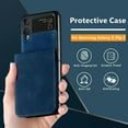 thumbnail image 5 of Premium PU Leather Flip Folio Case for Samsung Galaxy Z Flip 4, [One-Piece] [Anti-Slip] [Scratch Resistant] Slim Flexible Protective Card Slot Shockproof Wallet Cover - Blue, 5 of 16