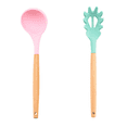 thumbnail image 1 of Juego de utensilios de cocina de silicona para cocina, 2 uds., utensilios de cocina antiadherentes resistentes al calor con mango de madera, 1 of 5