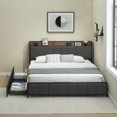 thumbnail image 1 of GloryStar Bed Frame with Built-in USB Charging Station and 2 Storage Drawers, Linen Upholstered Platform, Noise-Free Metal Support, No Box Spring Needed, Easy Assembly, 1 of 8