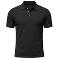 thumbnail image 3 of Telankuip Checkered Pattern Polo Shirts for Men Summer Breathable Casual Work Top with Classic Collar Solid Color Loose Comfy for Business Leisure Wear Black M, 3 of 7