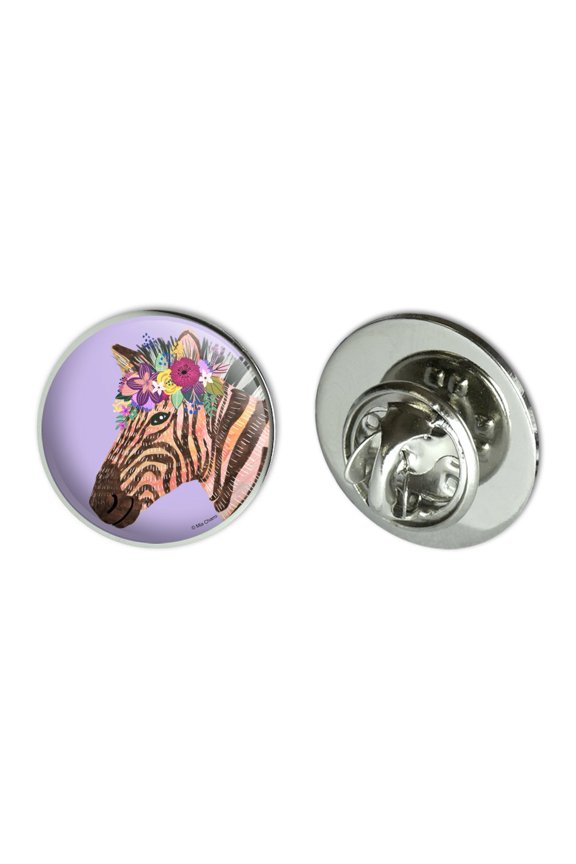 Zebra Flower Floral Hair Metal 0.75" Lapel Hat Pin Tie Tack Pinback