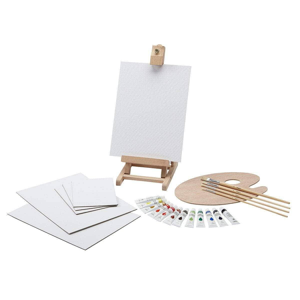 KINGART Studio Acrylic Painting Set with Table Easel, 24 Piece Set, For beginners and experts
